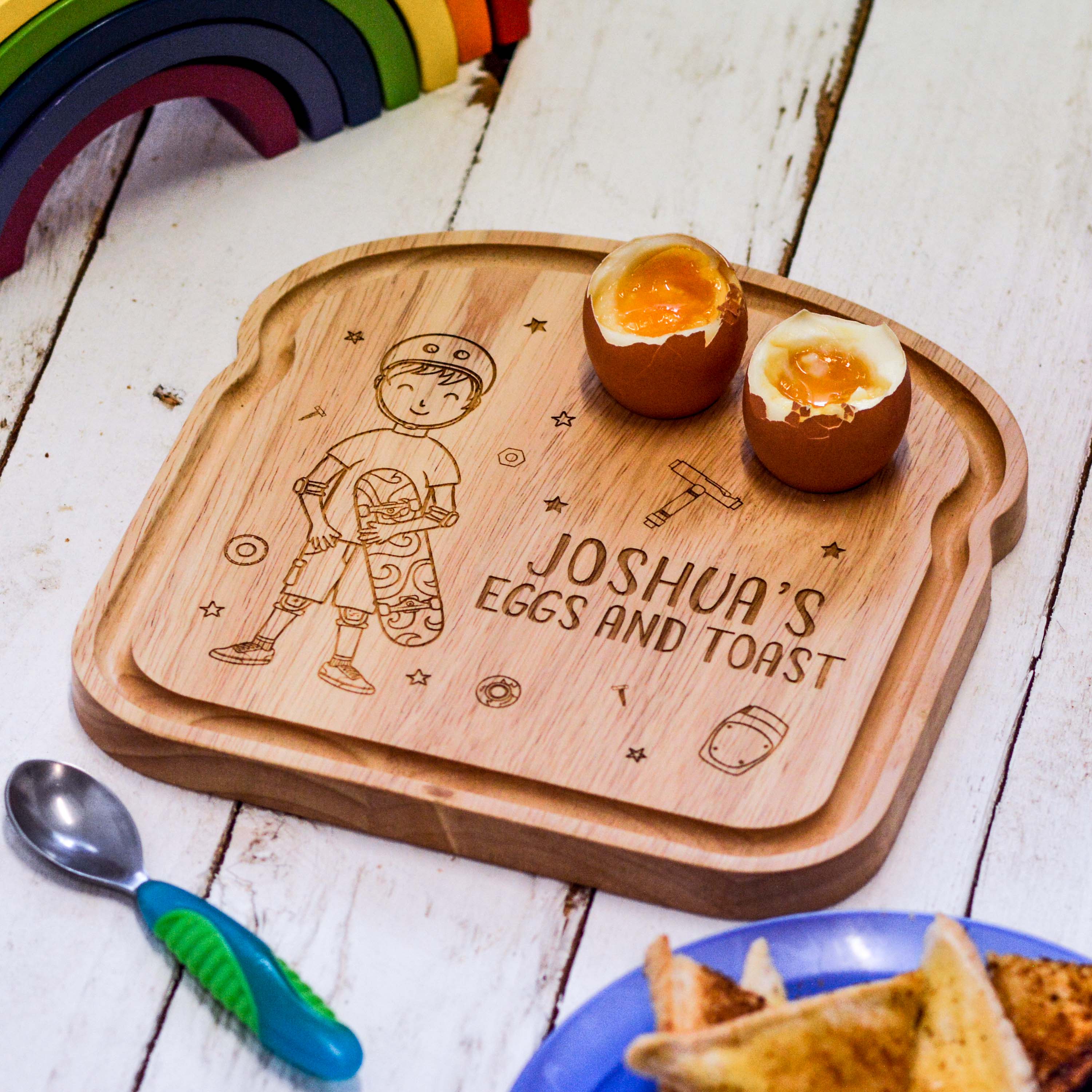 Personalised Breakfast Egg Board - Skateboarder