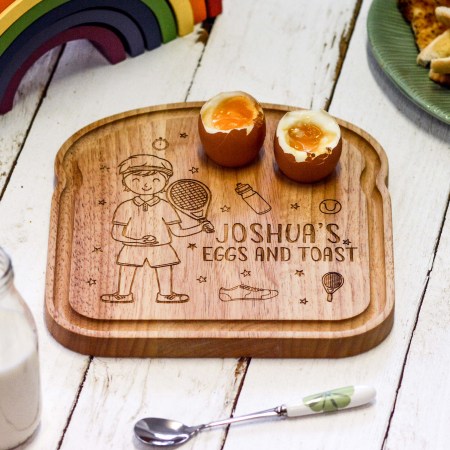 Personalised Breakfast Egg Board - Tennis Boy