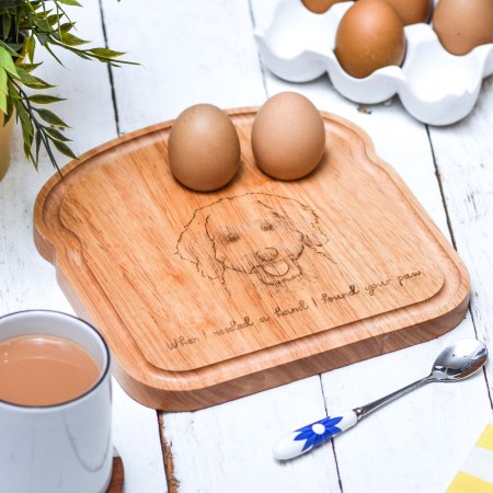 Personalised Breakfast Egg Board - Labradoodle