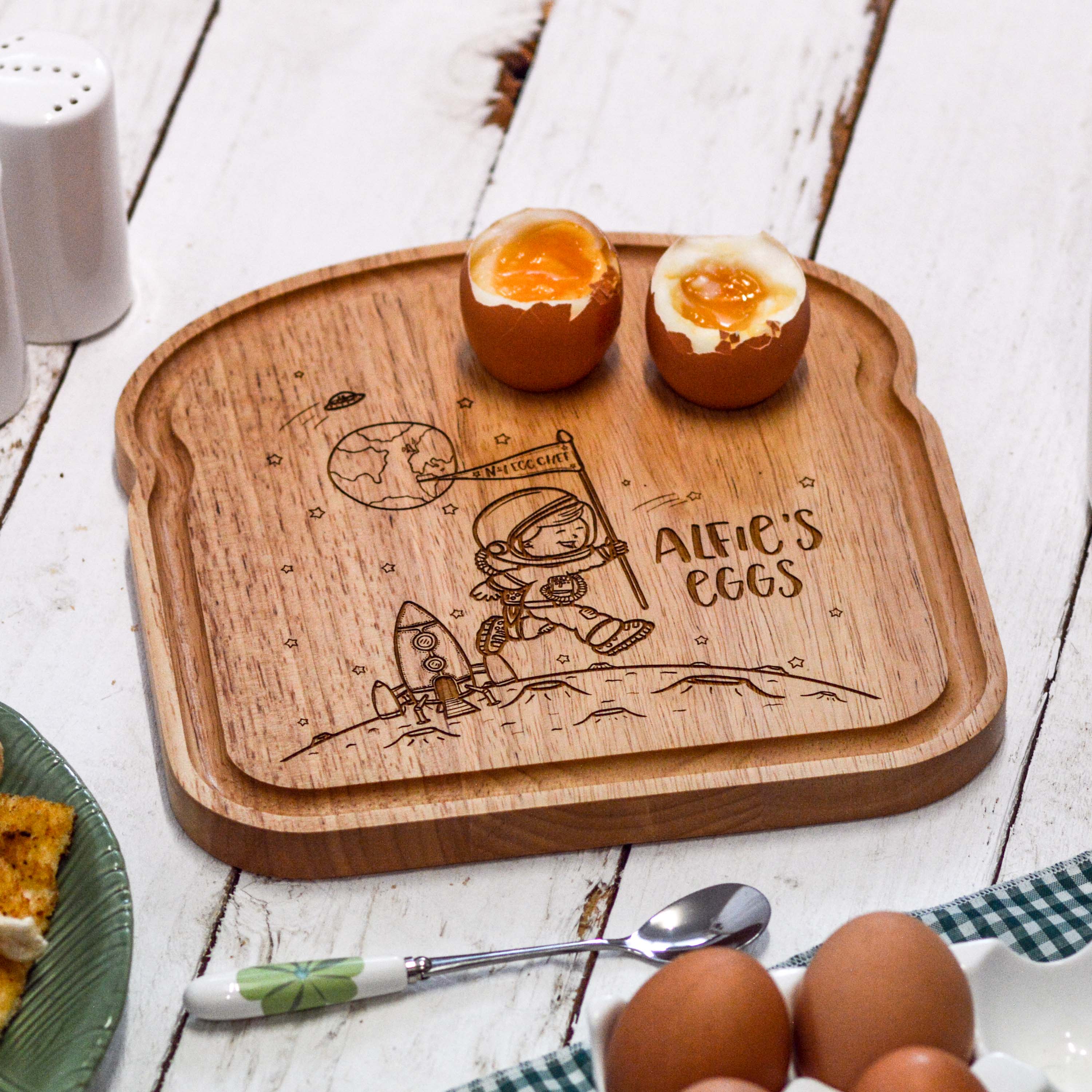 Personalised Breakfast Egg Board - Space