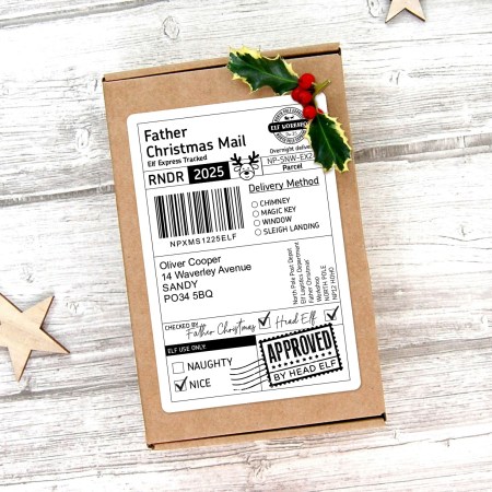 Father Christmas Mail Elf Express Tracked Label