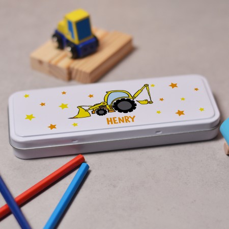 Personalised Digger Pencil Tin