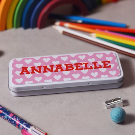 Personalised Hearts Pencil Tin