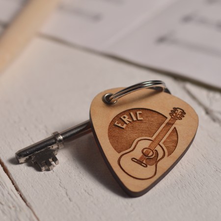 Personalised Circle Guitar Pick Keyring