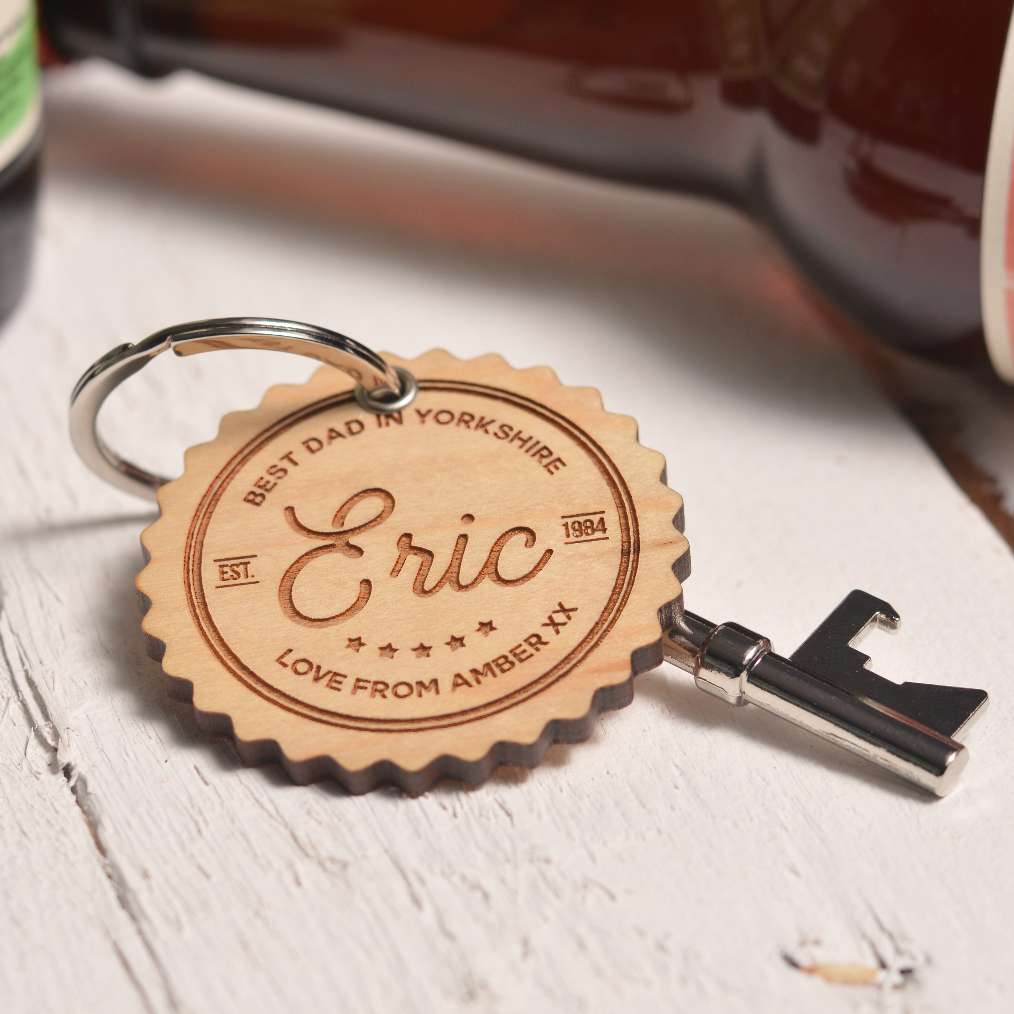 Personalised Best Dad Keyring and Bottle Opener