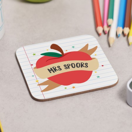 Personalised Apple Teacher Coaster