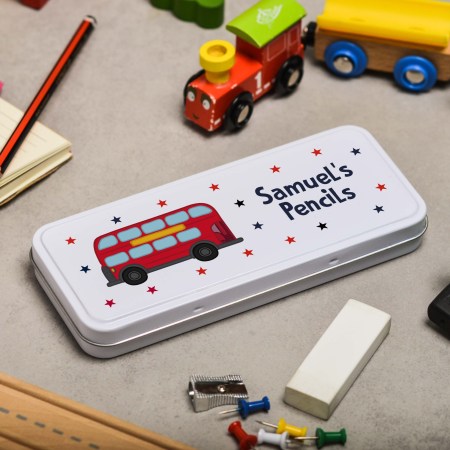 Personalised Bus Pencil Tin