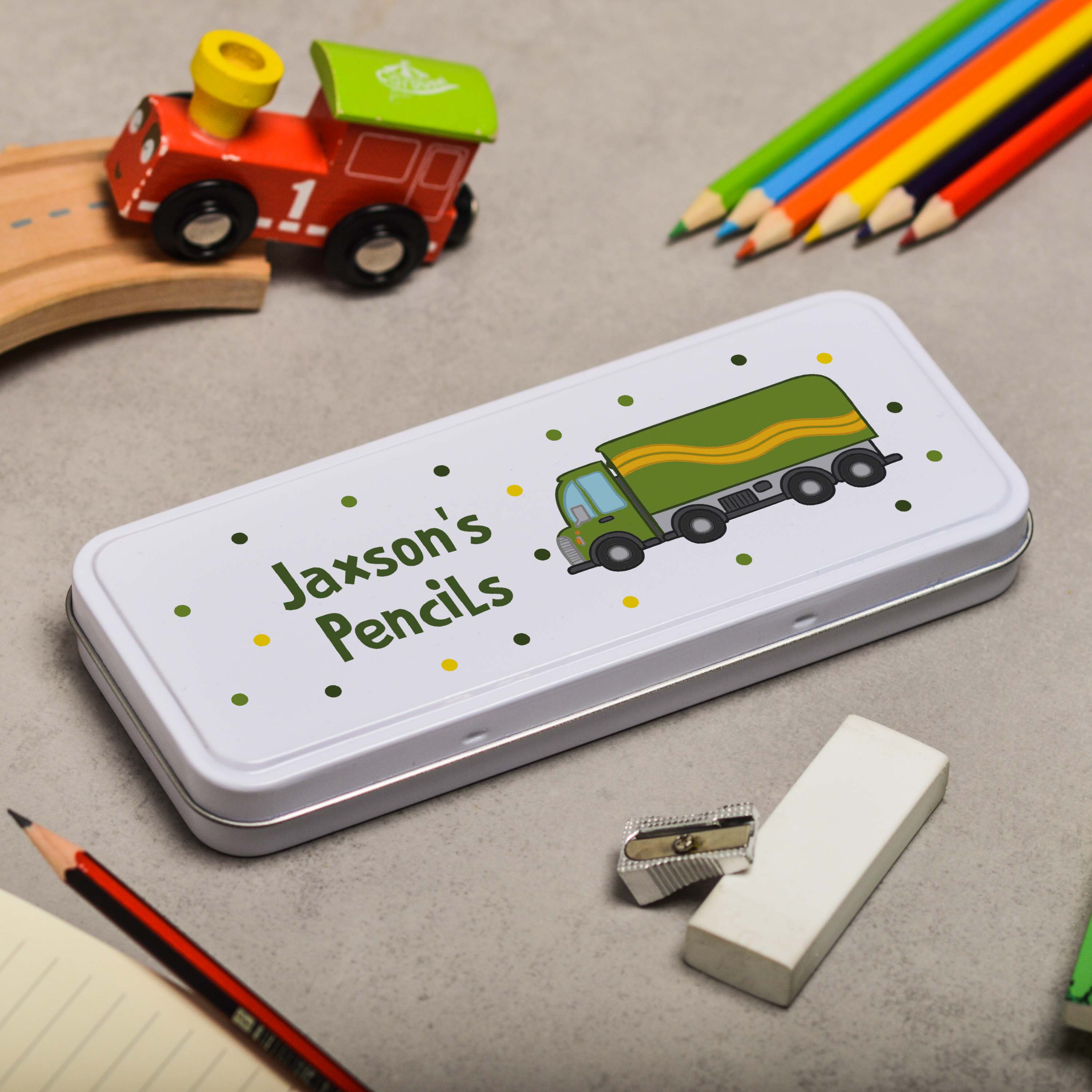 Personalised Lorry Pencil Tin