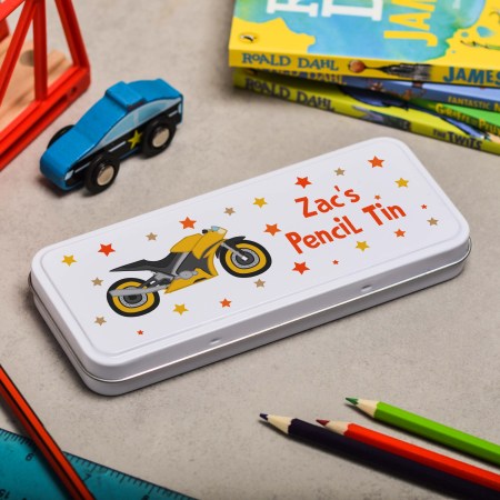 Personalised Motorbike Pencil Tin