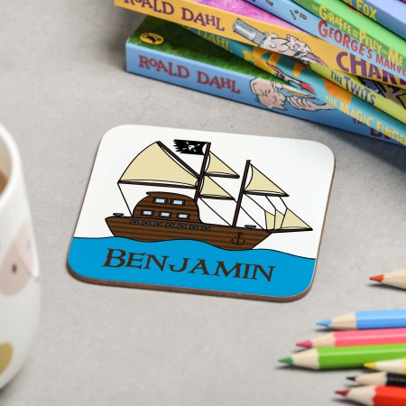 Personalised Pirate Ship Coaster
