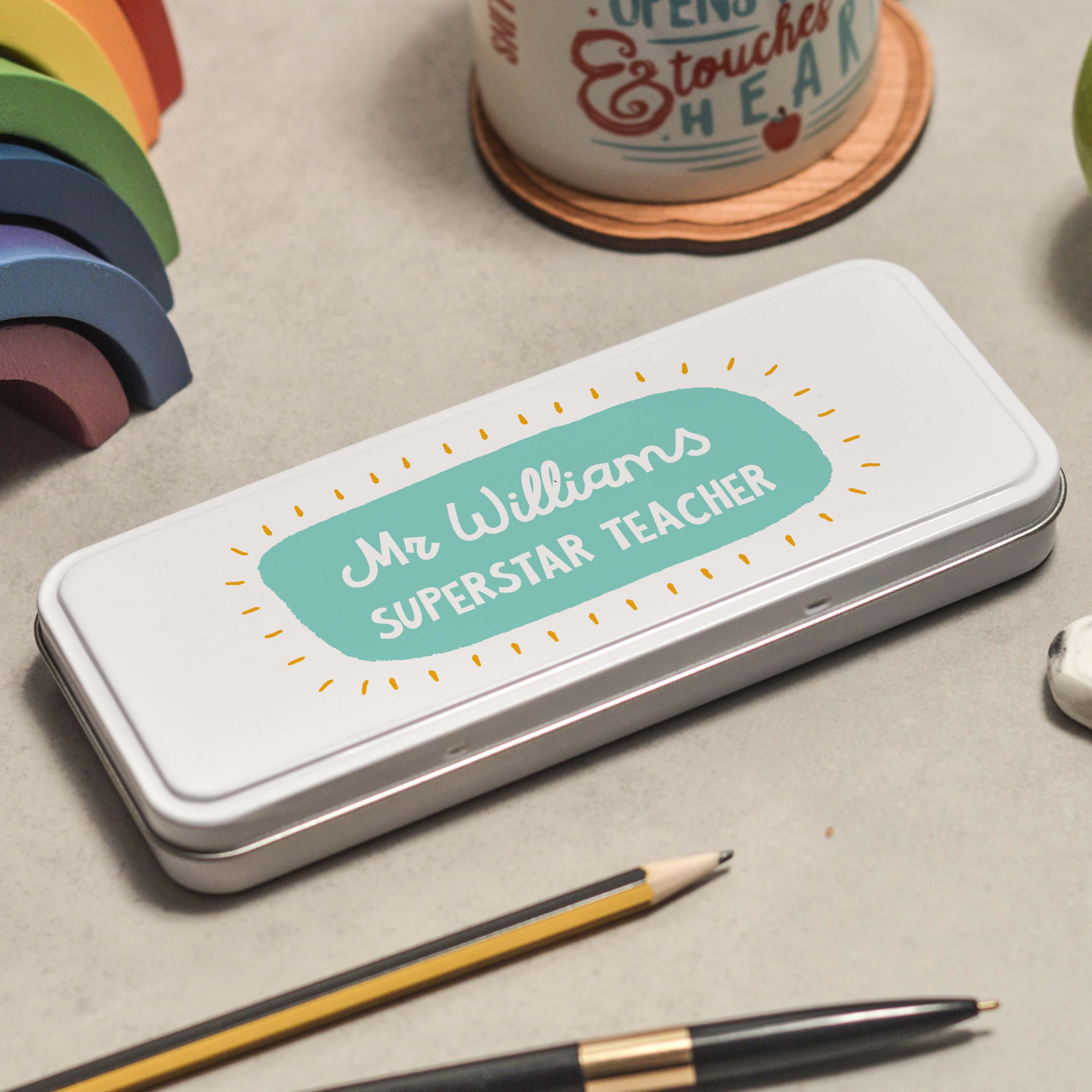 Personalised Superstar Teacher Pencil Tin
