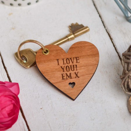 Personalised Heart Shape Valentines Keyring