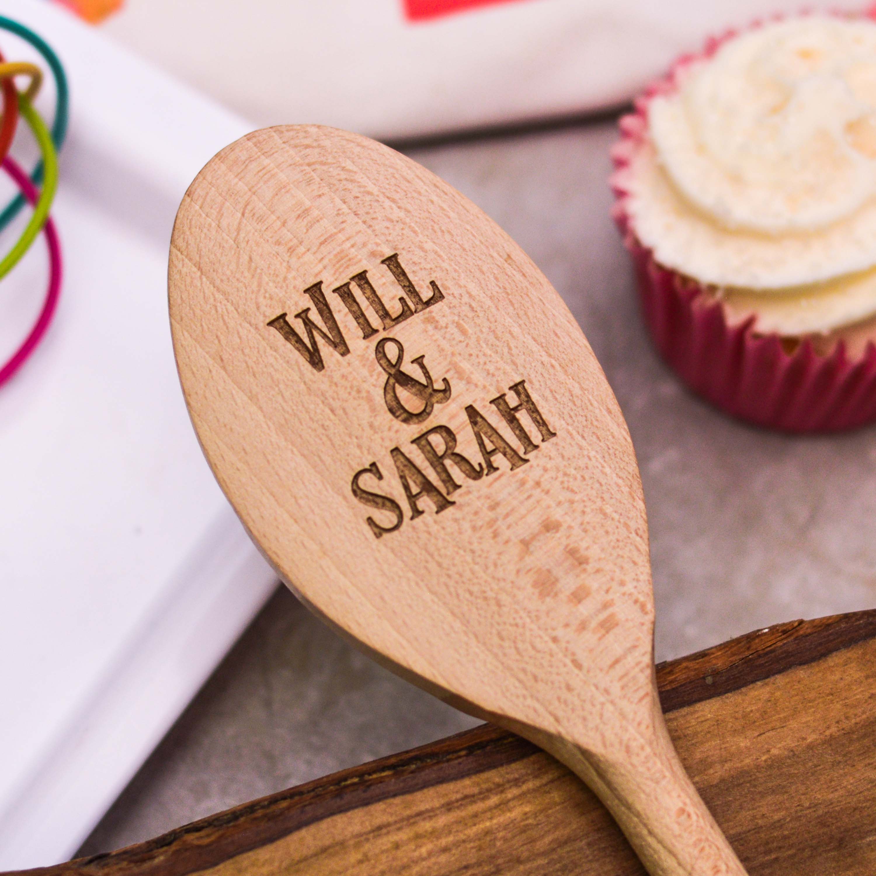 Personalised Wooden Spoon Text Style 4 Valentines