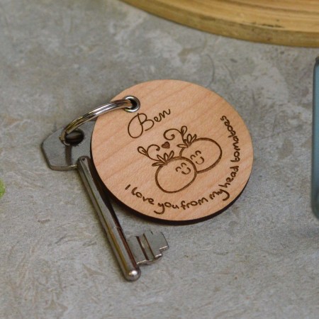 Personalised I love you from my head tomatoes Valentines Keyring