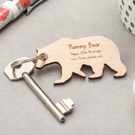Personalised Standing Bear Mothers Day Keyring