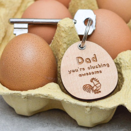 Personalised Clucking Awesome Fathers Day Keyring