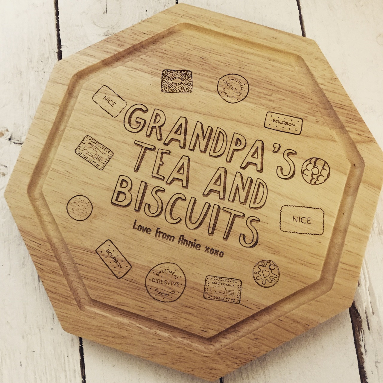 Personalised Tea and Biscuits Board For Him