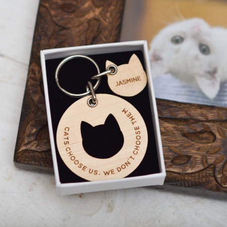 Personalised Cats Choose Us - Cat Keyring