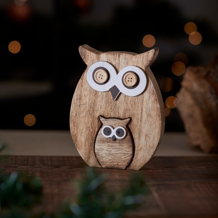 Standing Wooden Owl