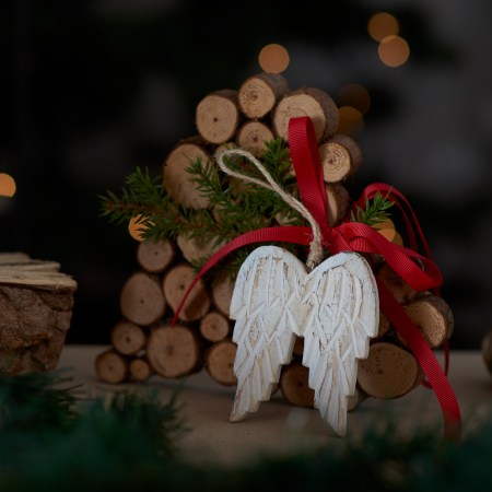 Rustic white wooden Angel Wings hanger