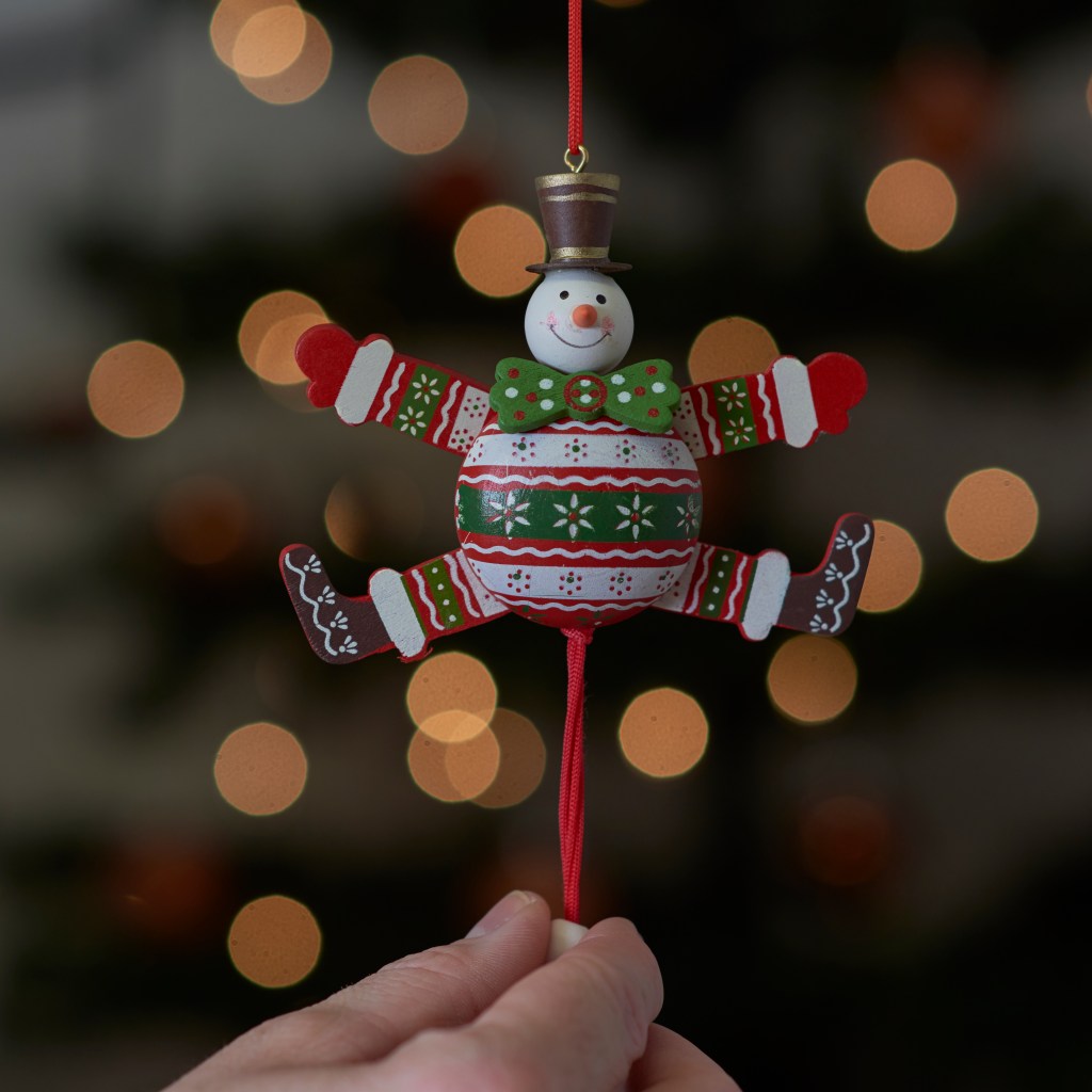 Christmas Green Bow Tie Snowman Jumping Jack