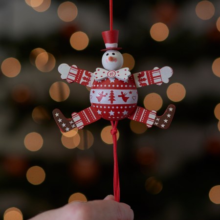 Festive White Bow Tie Snowman Jumping Jack