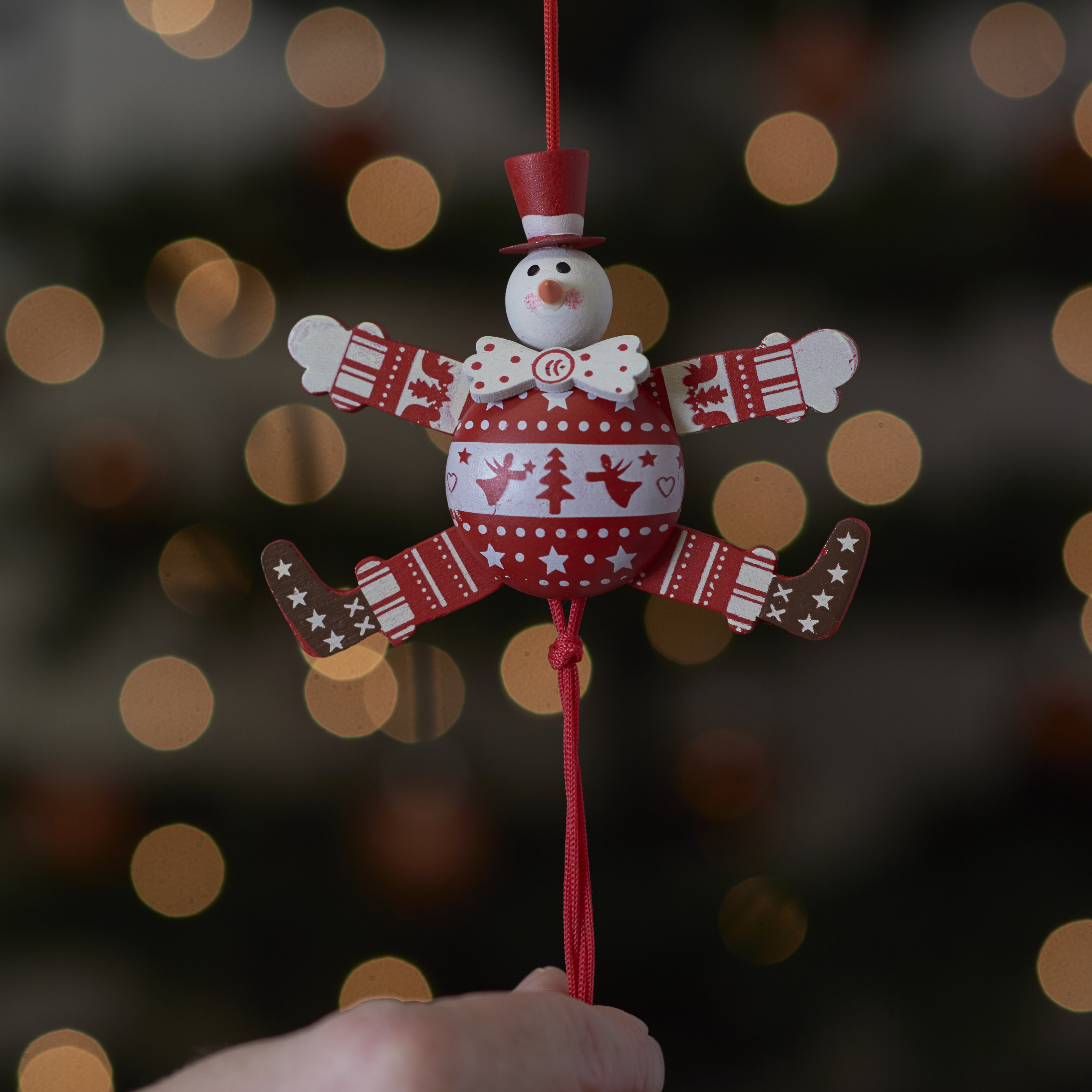 Festive White Bow Tie Snowman Jumping Jack