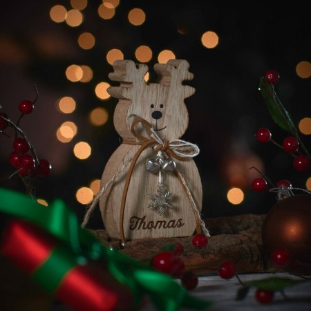 Personalised Snowflake Wooden Standing Reindeer
