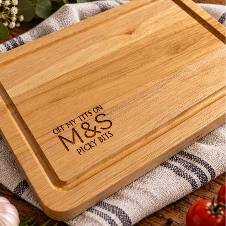 Off my tits on M&S picking bits chopping boards